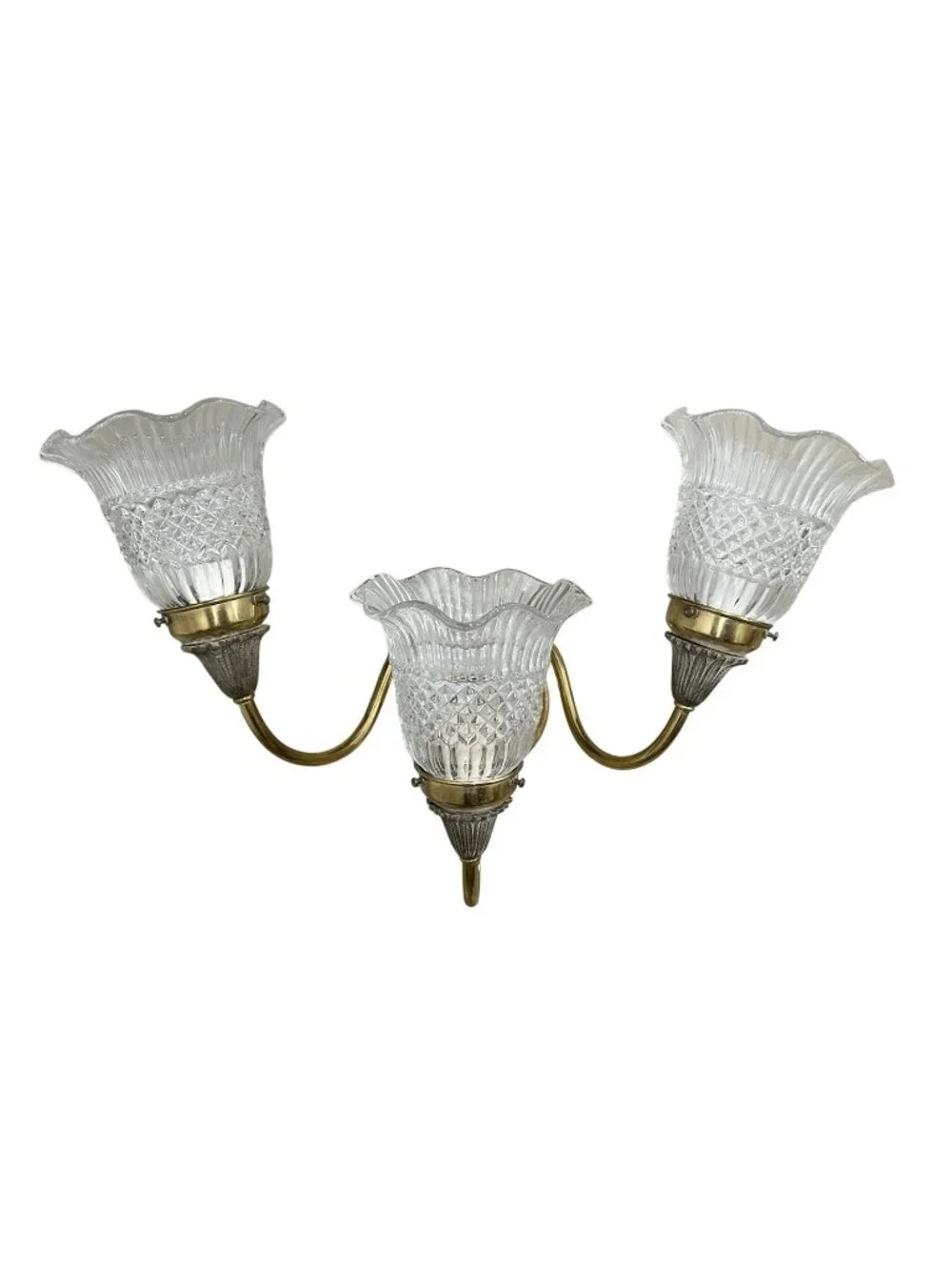 Vintage Neoclassical Style Brass Vanity Bathroom 3 Arm Wired Wall Sconce